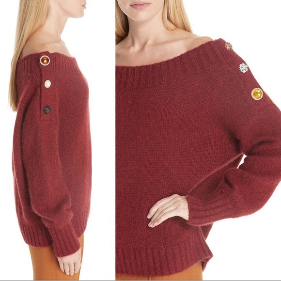 NWT $495 Veronica Beard Chase Button Detail Sweater Pullover - Picture 3 of 8
